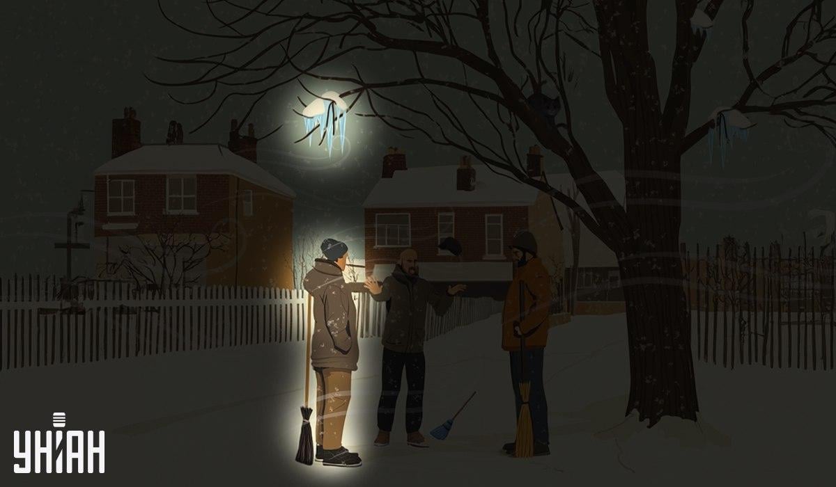 אחד השוערים עמד מתחת לנטיפי הקרח שהיו תלויים על העץ / קולאז' Moje